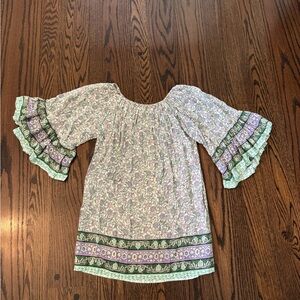 Walker and Wade Floral Boho Blouse with Bell Sleeves